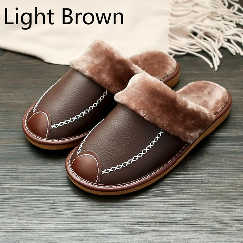 Men's Warm Leather Slippers