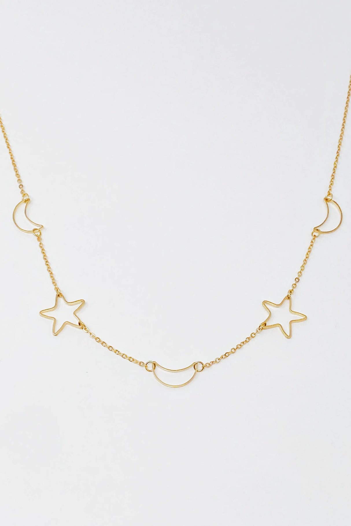 Moon And Star Necklace, Gold