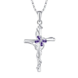 Zircon Cross Pendant Sterling Silver Necklace