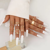 Gold Geometric Ring Set