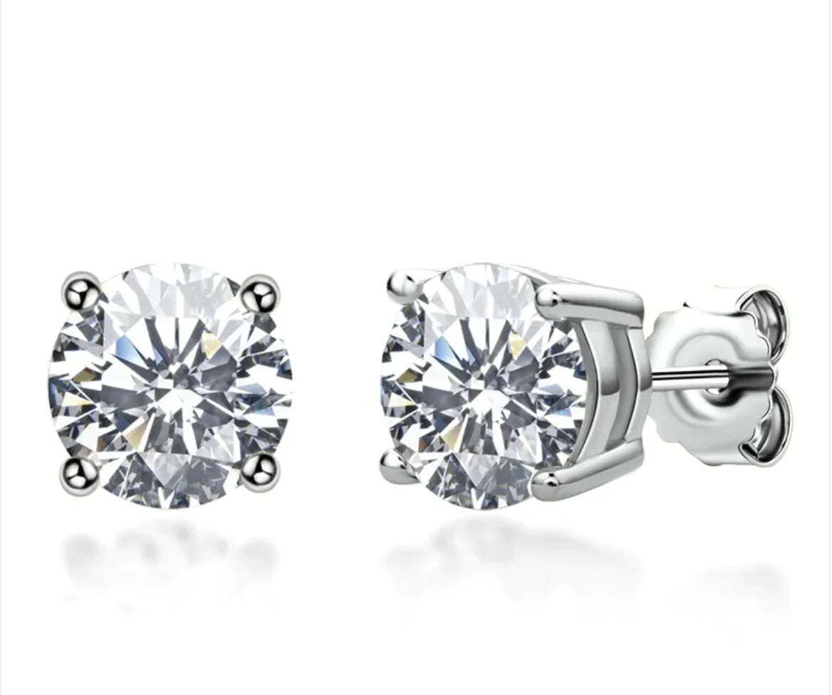 18K Gold Moissanite Stud Earrings in 925 Sterling Silver