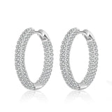 Gold Plated Zircon Cross X Hoop Earrings for Woman