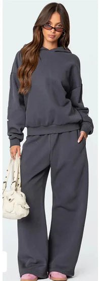 Fleece Hoodie Casual Sports Two-piece Set