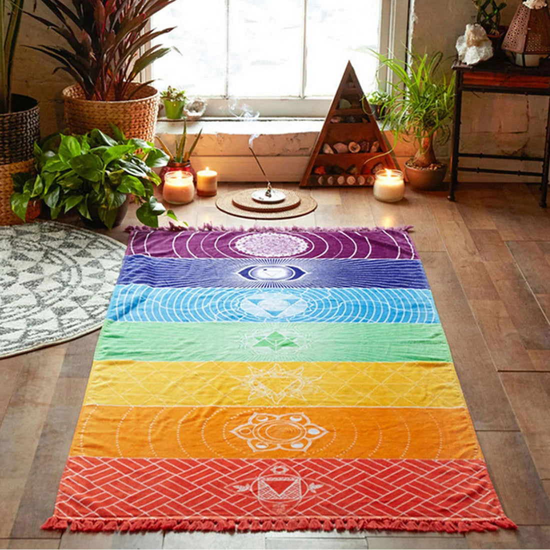 Mandala Rainbow Chakra Tapestry